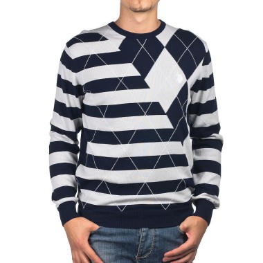 Maglia a righe e rombi bianco e nero