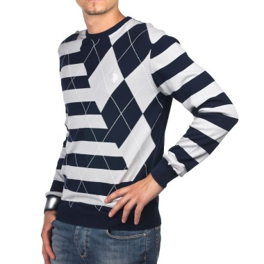 Maglia a righe e rombi bianco e nero