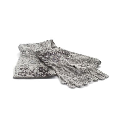 Guanti e sciarpa Pinko Grigio Paillettes