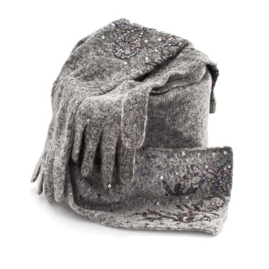 Guanti e sciarpa Pinko Grigio Paillettes