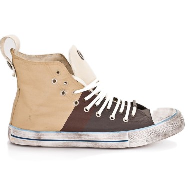 Sneakers alta beige e marrone